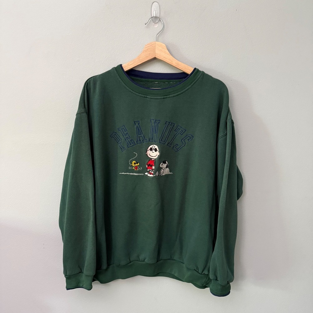 Vintage Peanuts Crewneck Sweatshirt Embroidered Charlie Brown Snoopy XL